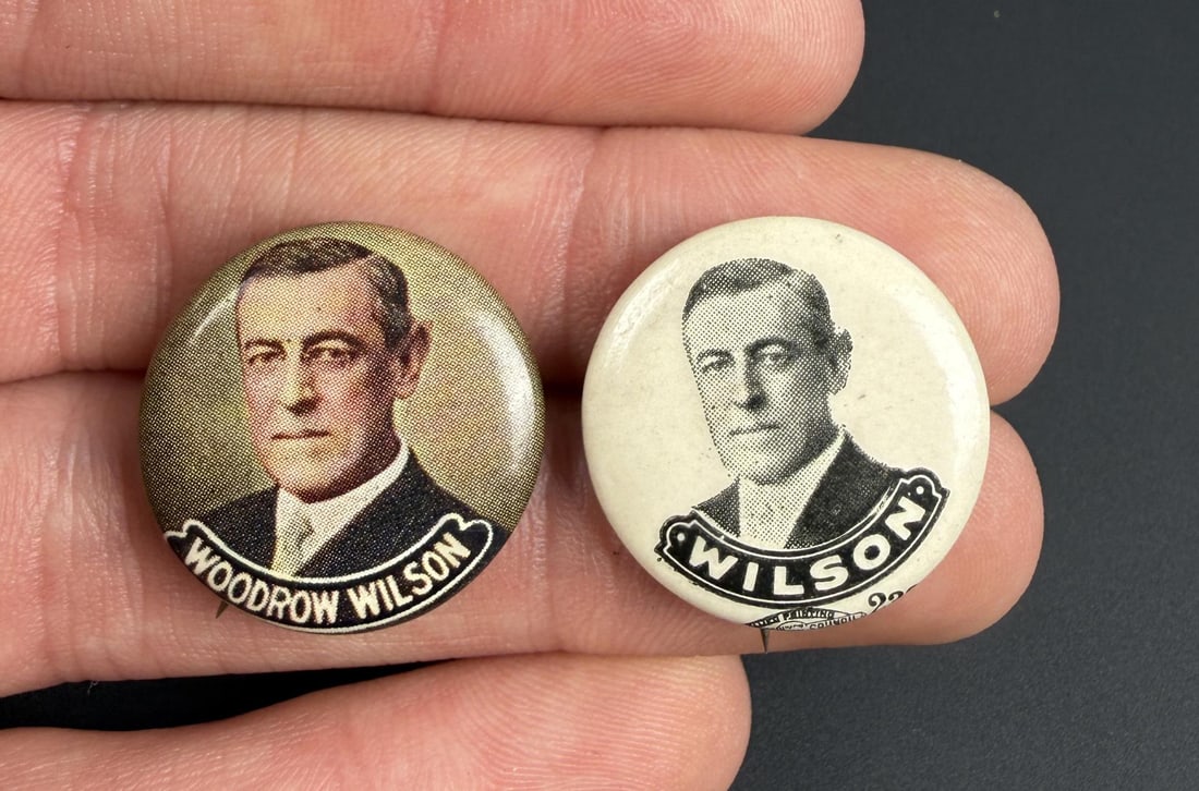 1912 Woodrow Wilson Political Campaign Buttons: One by Allied Printing. 3/4" diameter.