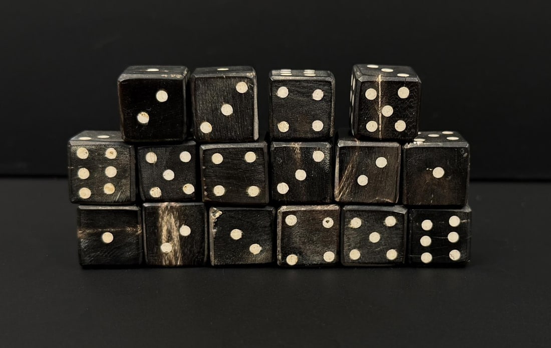 Collection of Frontier Buffalo Horn Gambling Dice: 1/2" diameter.