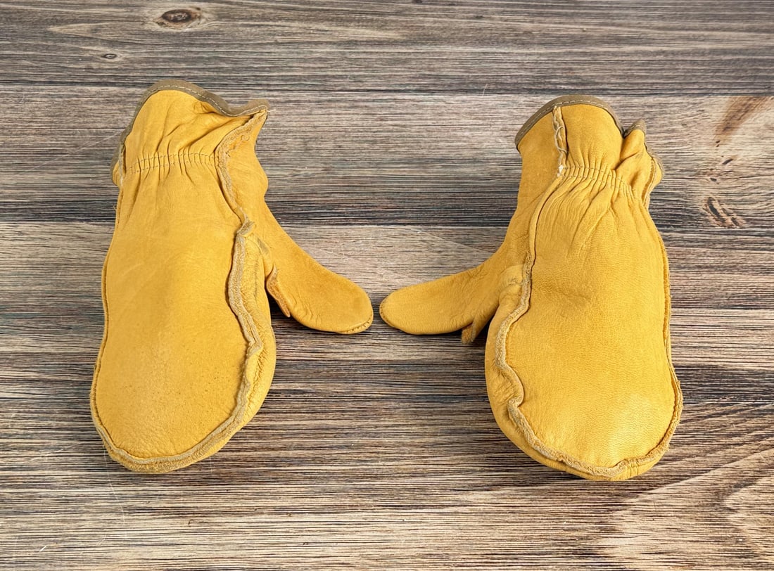 Jumbo Genuine Buckskin Leather Mittens: 10 1/2" long