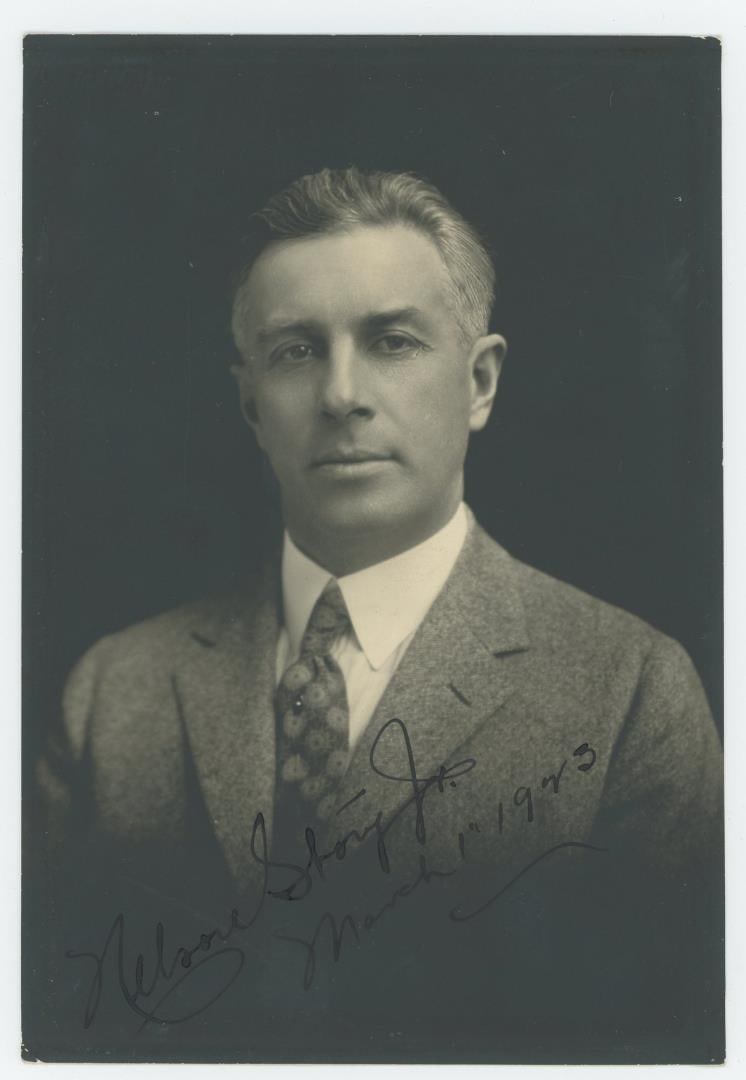 Nelson Story Jr Montana Politician Photo: 4 1/4" by 6 1/4". Signed and dated 1923 Nelson Story Jr. (February 15, 1878 ? October 21, 1932), also known as Bud Story, was an American politician in the state of Montana who served as Lieutenant