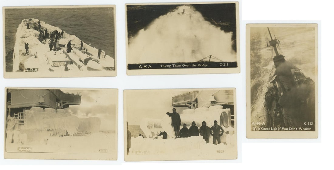Battleship Covered in Ice RPPC Postcards (1 of 8)