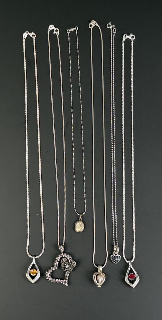 Collection of Sterling Silver Necklaces: 37.90 grams. Lengths as shown.