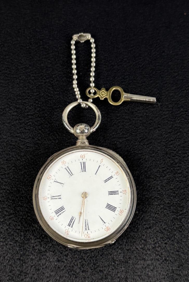 French Coin Silver Cased Fusee Pocket Watch (1 of 6)