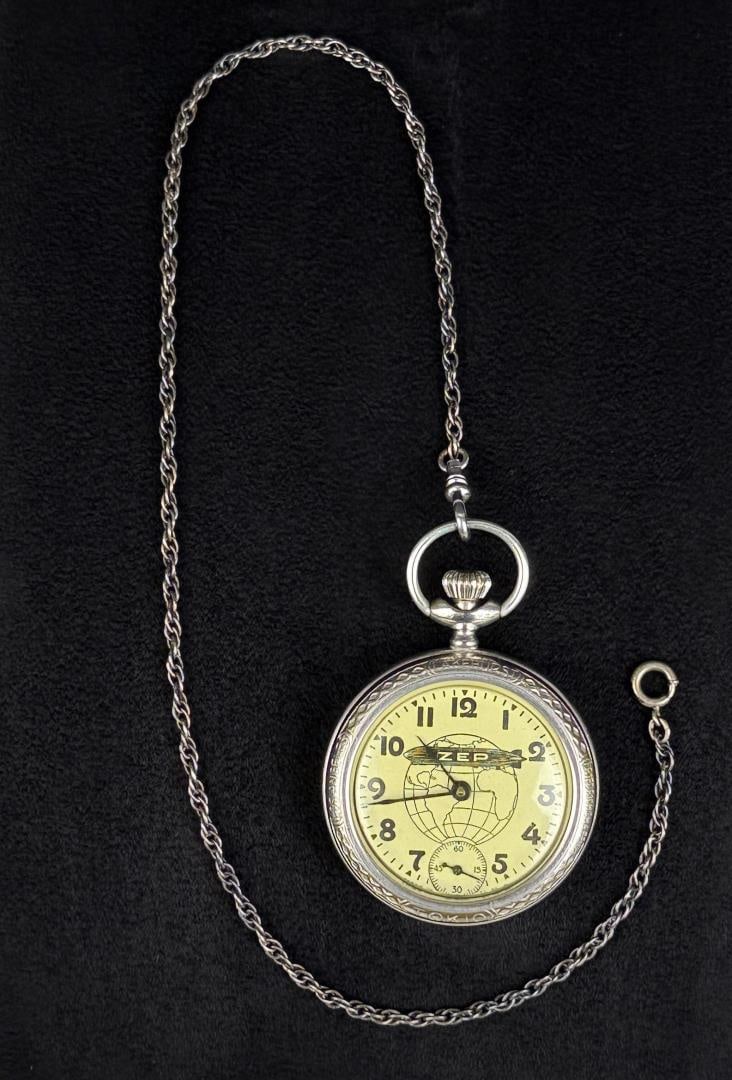 Zep Graf Zeppelin Trail Blazers Pocket Watch: Working. Unable to remove back.