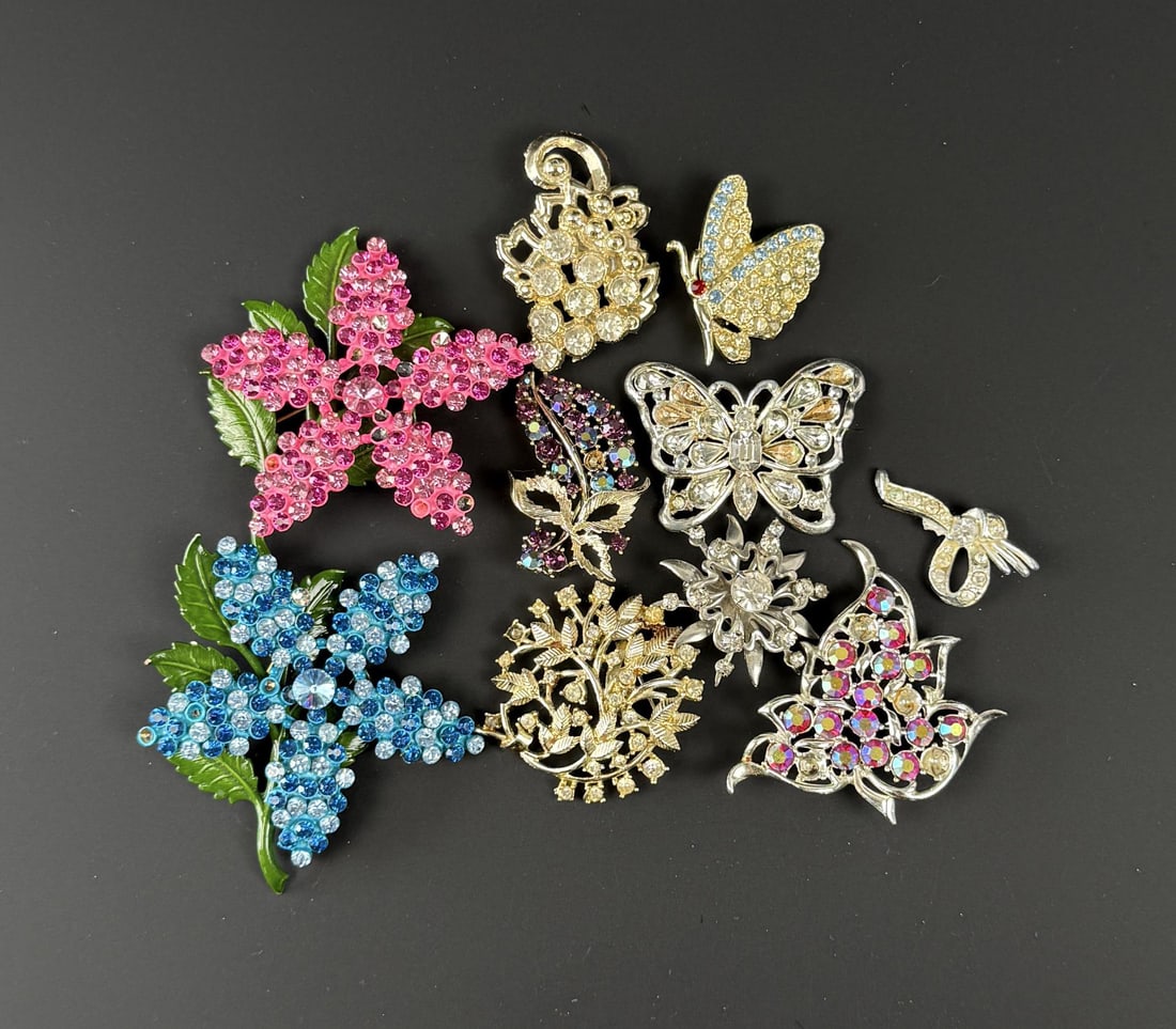 Collection of Rhinestone Costume Jewelry Brooches (1 of 4)