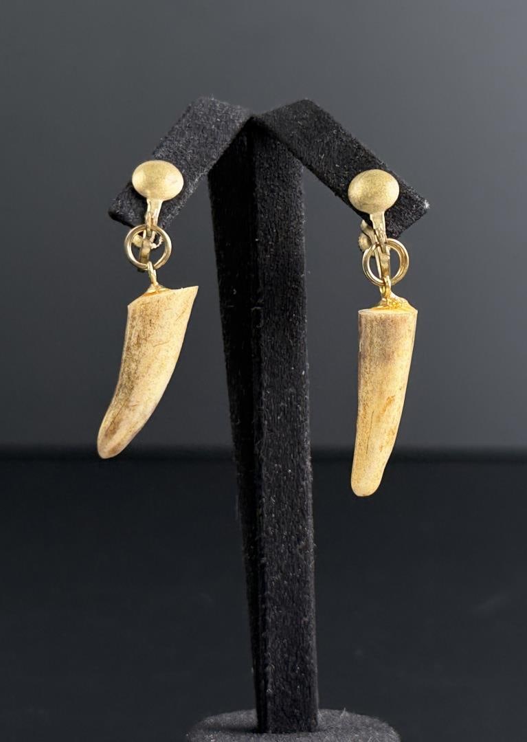 Deer Antler Tip Earrings: 1 7/8" long
