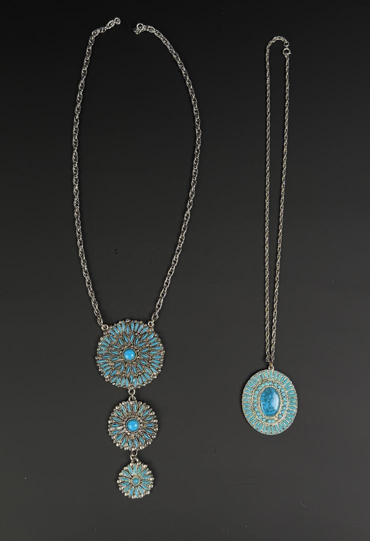 Costume Jewelry Southwest Necklaces: Largest is 17 7/8" when clasped.