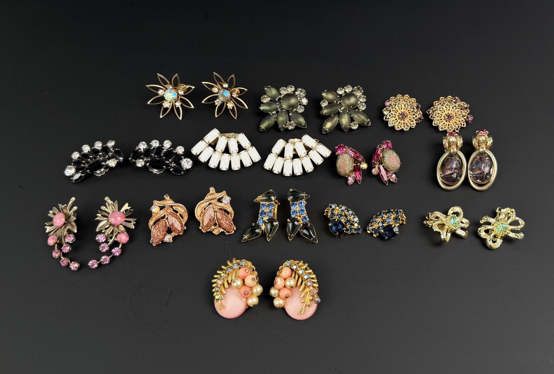 Collection of Costume Jewelry Rhinestone Earrings (1 of 5)