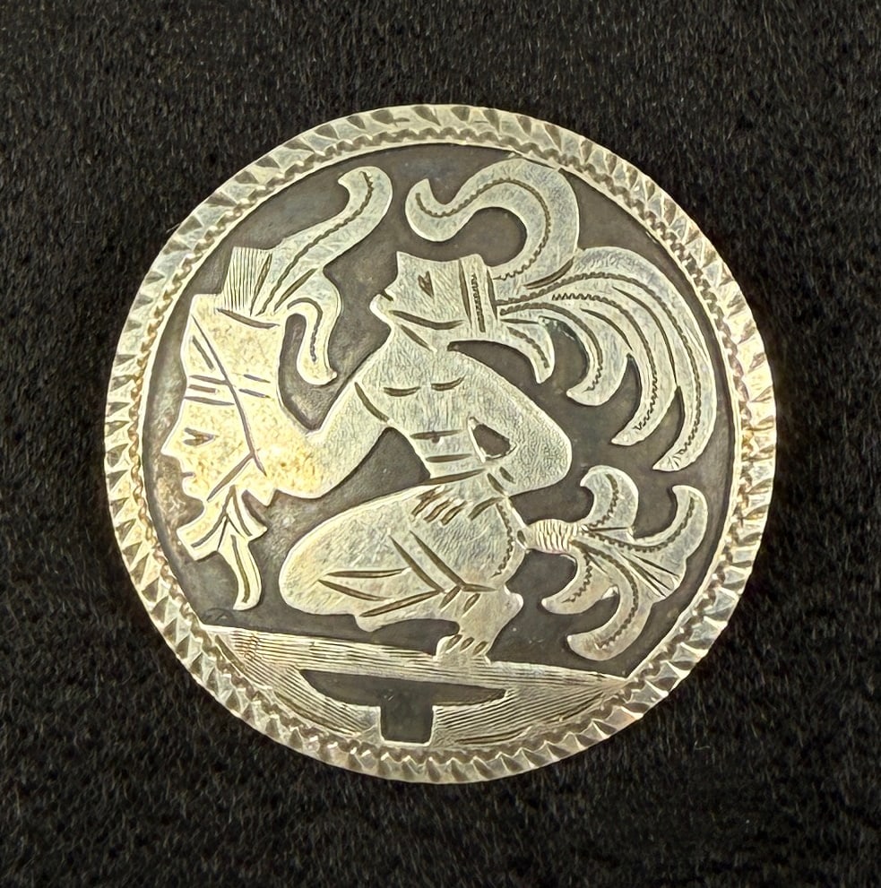 Guatemala Sterling Silver Aztec Brooch (1 of 4)