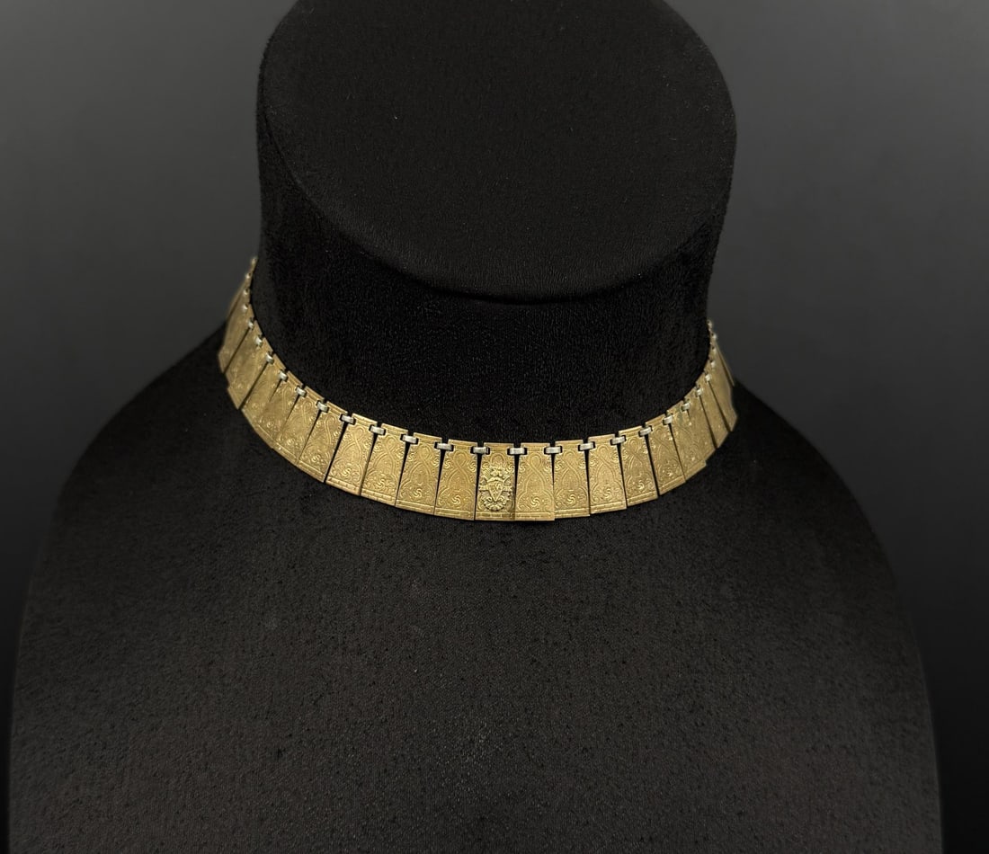 Victorian Herald Collar Panel Necklace: 8" long as displayed.