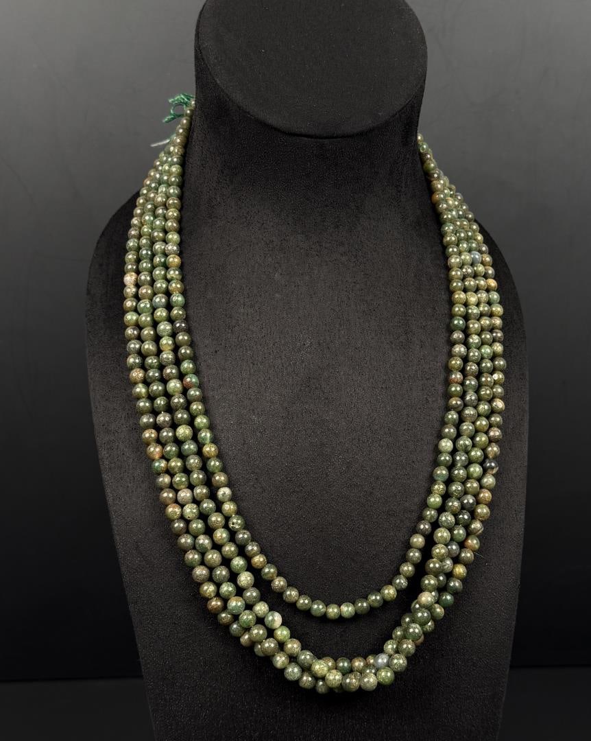 Serpentine Ball Bead Necklaces: 15 1/2" long as displayed.