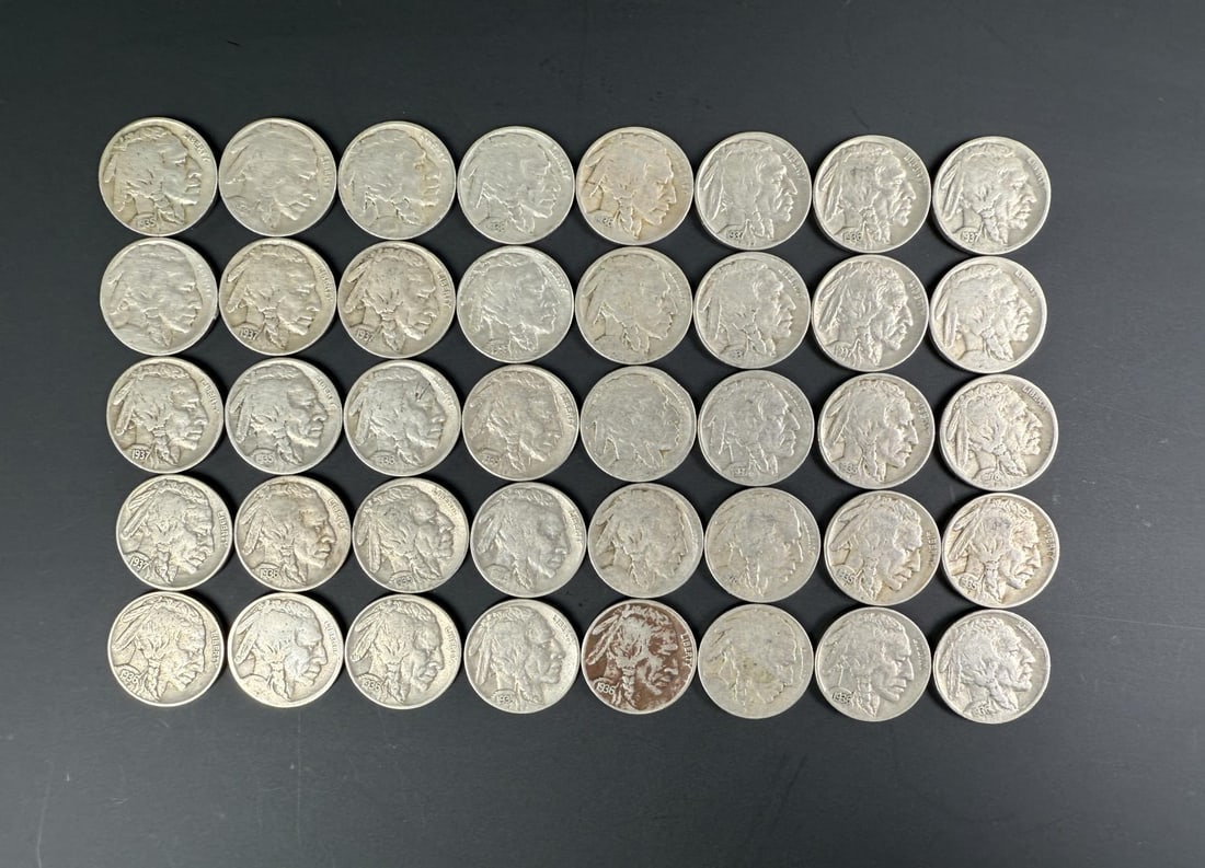 Collection of 40 Buffalo Nickels (1 of 9)