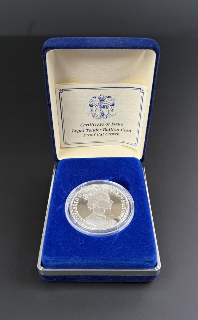 1994 Isle of Man Silver Proof Coin Round: Japanese Bobtail Cat.