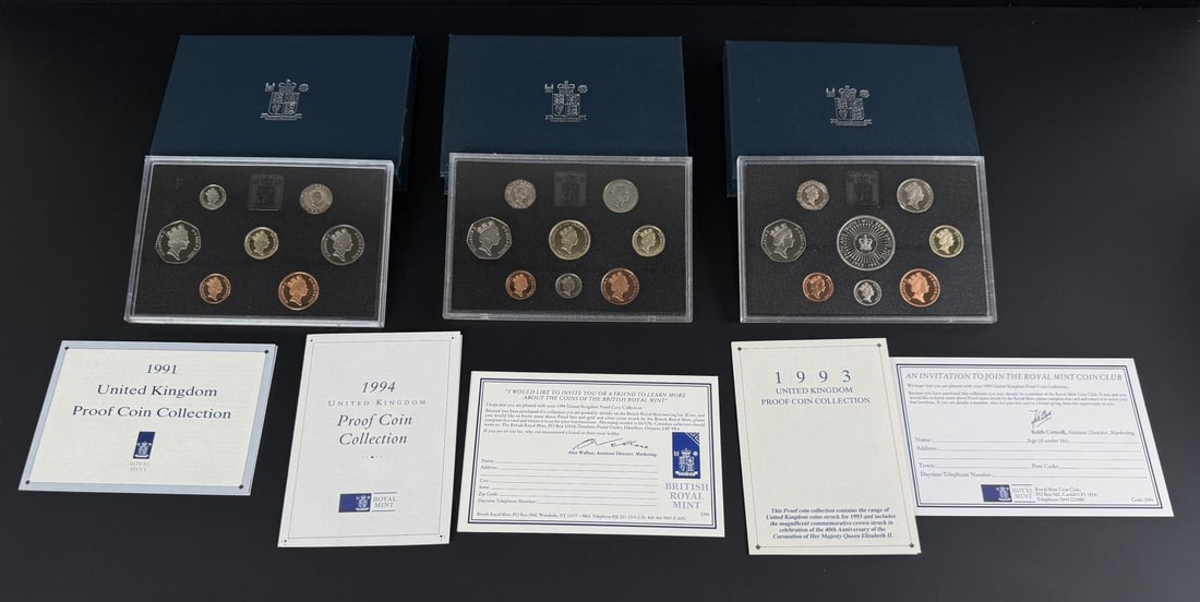 1991 1993 1994 British Royal Mint Proof Sets: Nice grouping