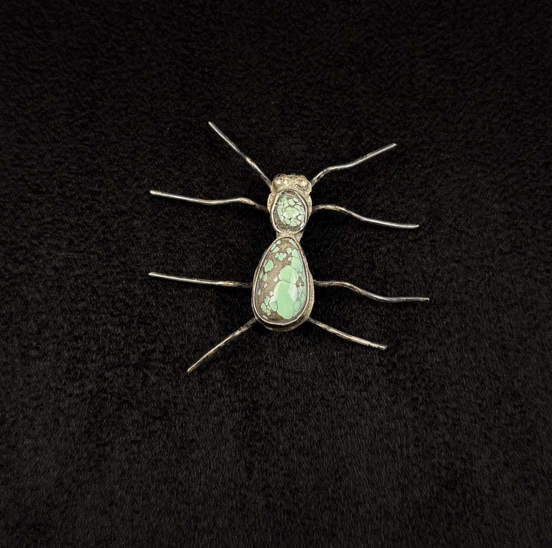Navajo Sterling Silver Turquoise Bug Pendant: 7.21 grams. 1 3/4" by 1 1/8"