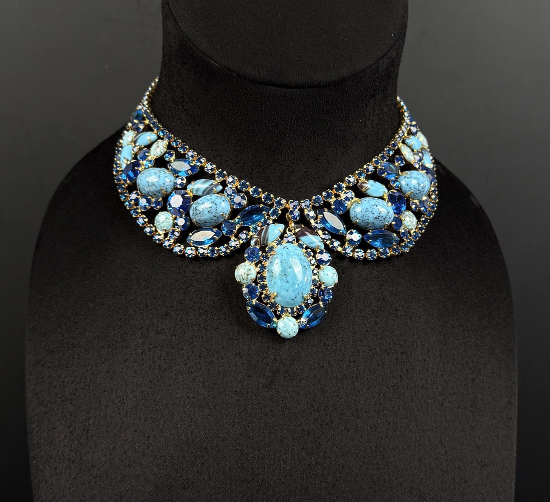 Juliana DeLizza & Elster D&E Rhinestone Necklace: 9 3/8" long as displayed.