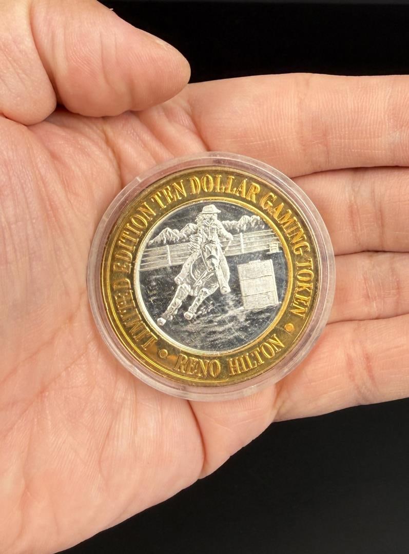 Reno Hilton .999 Silver Casino Gaming Token: Barrel Racing