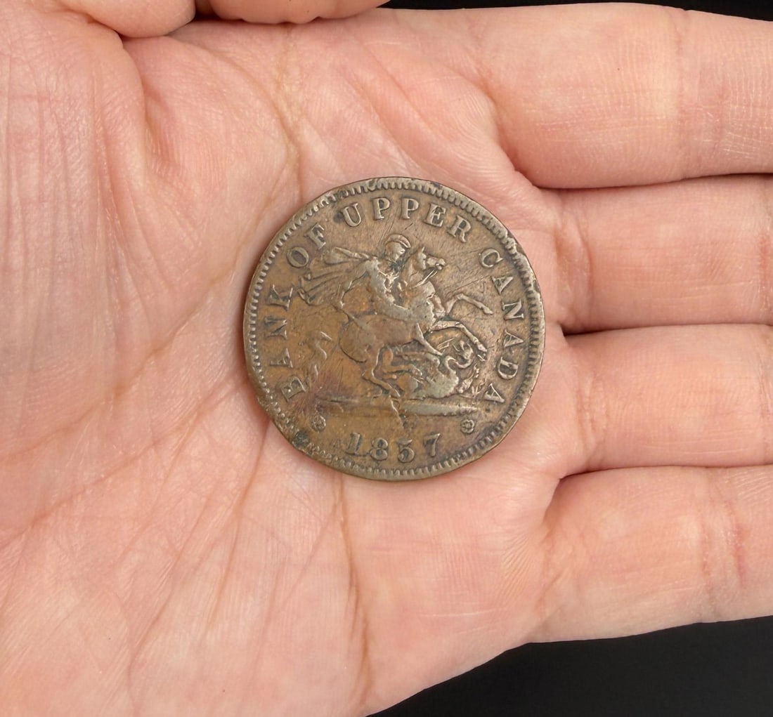 1857 Bank of Upper Canada One Penny Coin (1 of 3)