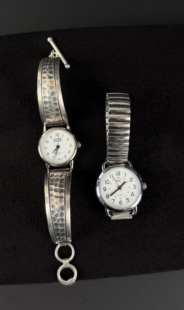 Navajo Sterling Silver Watch Bracelet: Comes with extra watch.
