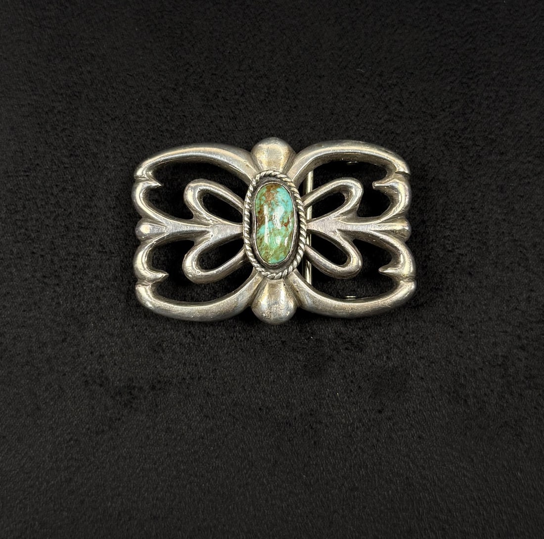 Navajo Sterling Turquoise Tufa Cast Belt Buckle: 47.72 grams. 1 1/2" by 2 1/4"