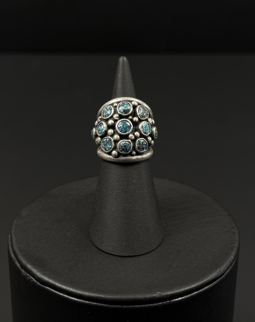 Johnson Todacheeny Navajo Sterling Turquoise Ring: 12.8 grams. Size 5