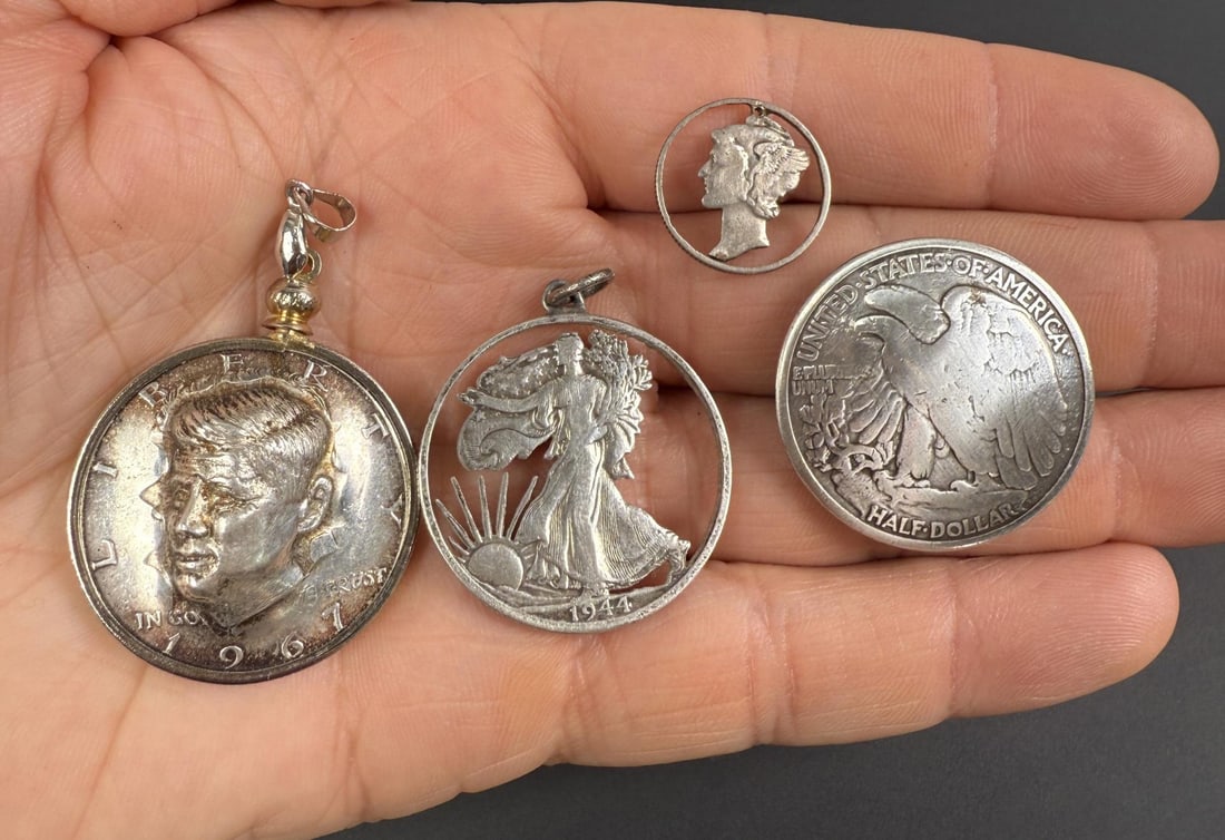 American Silver Coin Jewelry: Nice grouping. 34.74 grams total weight.