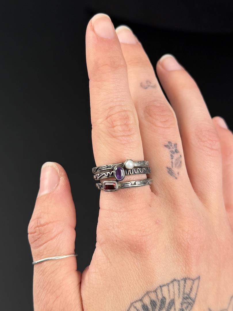 Sterling Silver Birthstone Stacking Rings (1 of 6)