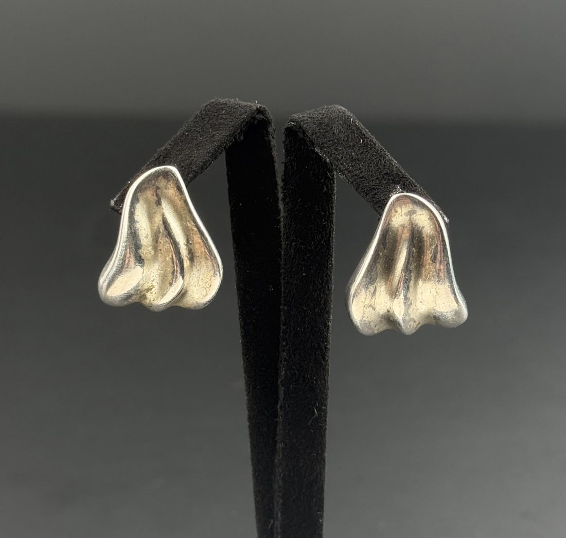 Trifari Sterling Silver Earrings: 11.94 grams. 3/4" by 5/8" by 1/4".
