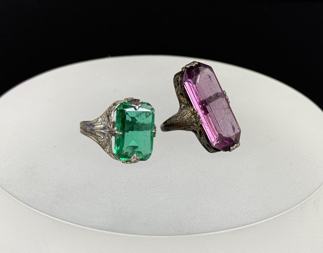 Victorian Paste Sterling Silver Rings: 7.71 grams. Nice grouping.