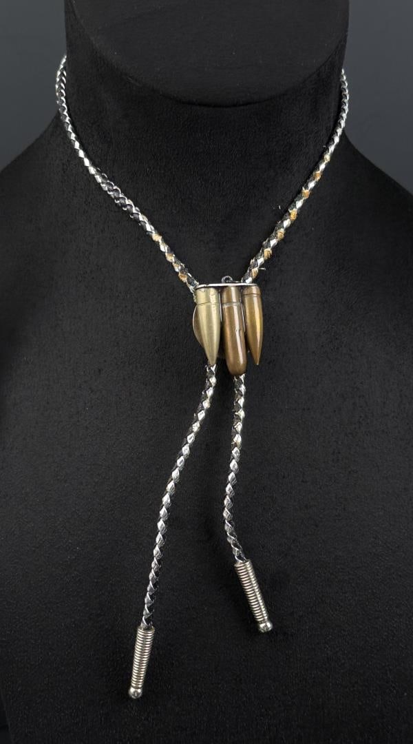 Korean War Trench Art Bolo Tie: 15 3/8" long.