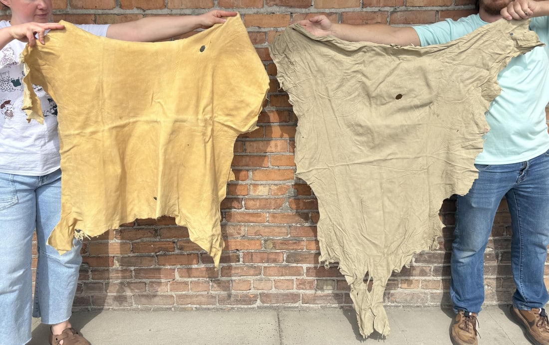 Tanned Leather Montana Deer Hides: Largest is 45" by 45 1/2"
