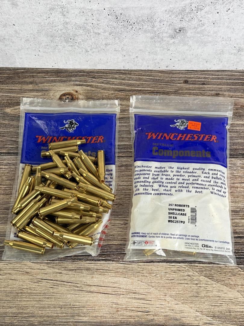 Winchester .257 Roberts Rifle Brass: Group of 100 total.