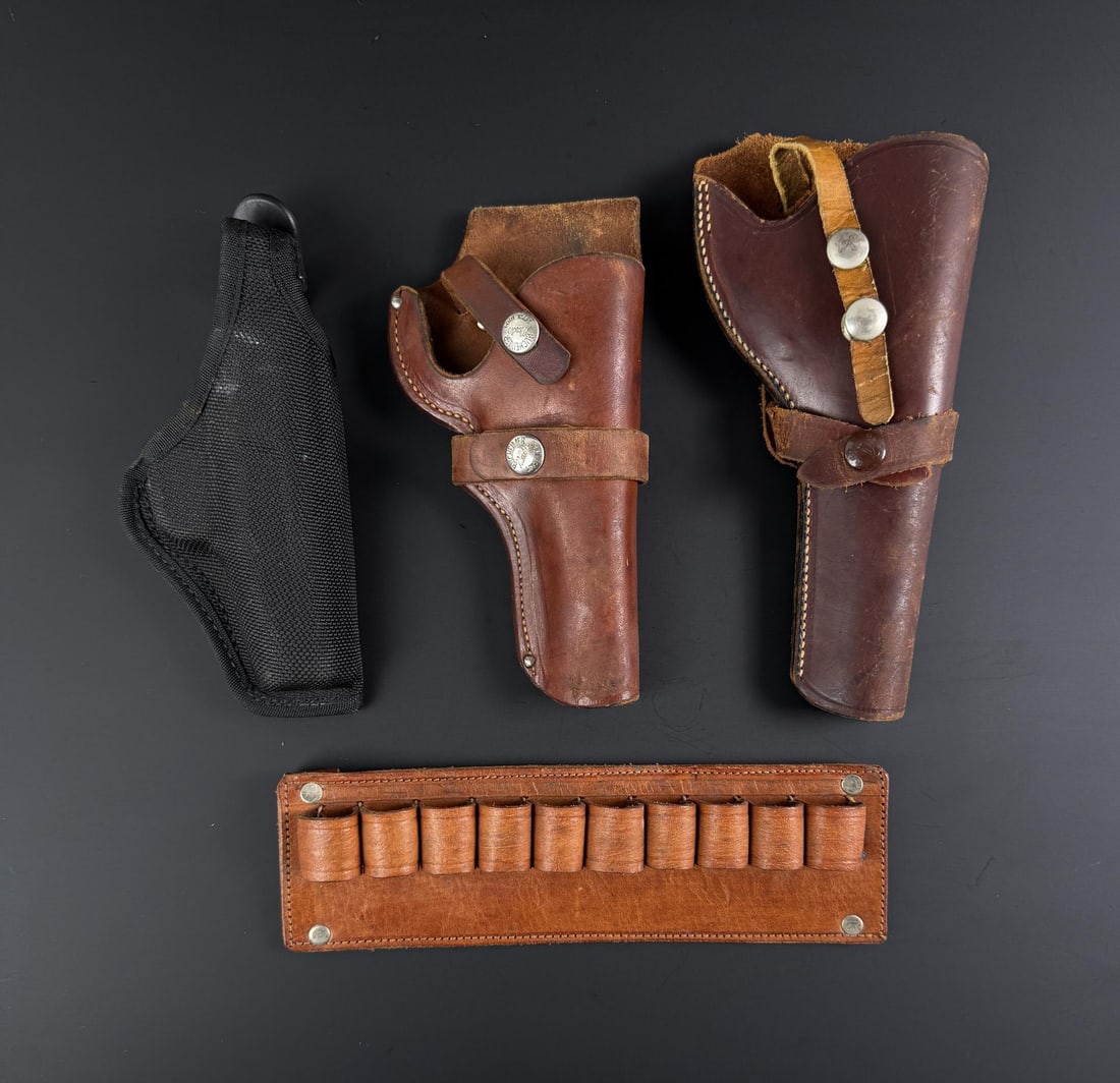 Collection of Pistol Holster and Ammo Belt: Nice grouping.