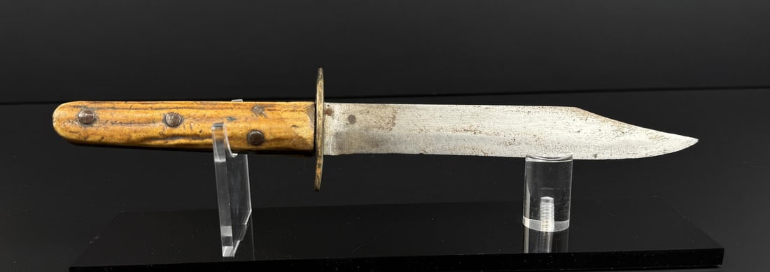 Civil War Period Four Pin Stag Handle Bowie Knife: 10 3/4" long.