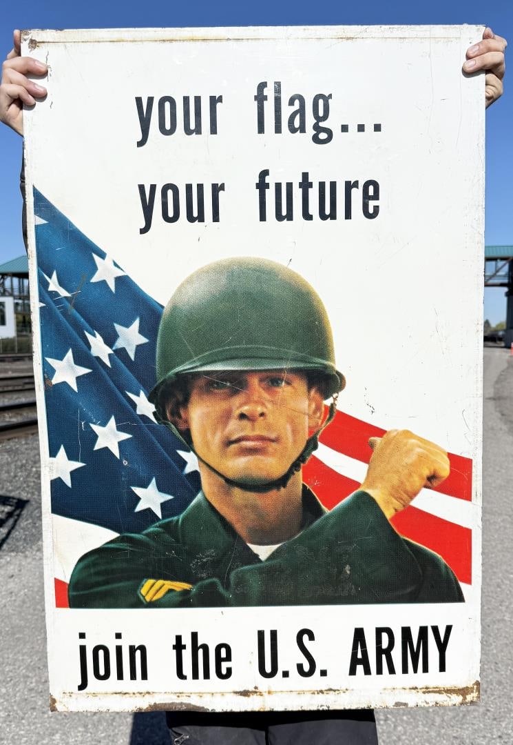 Vietnam Your Flag Your Future Recruiting Sign: Used outside of US Army recruiting offices during the Vietnam War. 25" by 38"
