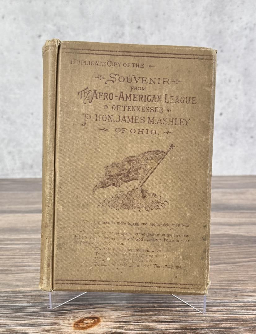 The Afro American League of Tennessee: Duplicate copy of the Souvenir from The Afro American League of Tennessee to Hon. James M Ashley of Ohio. Library Edition. 1894 First edition. Introduction by Frederick Douglass. Thick quarto. 851, [4
