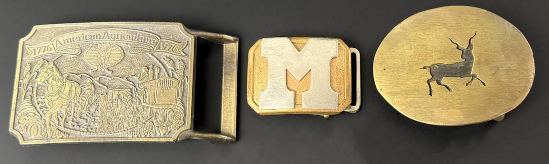 Collection of Vintage Brass Belt Buckles: Nice grouping
