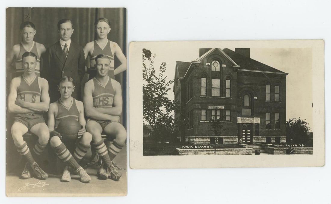 Monticello Iowa Basketball RPPC Postcards (1 of 3)