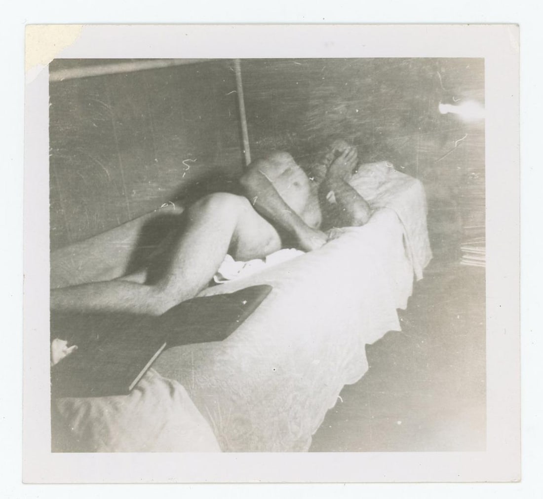 Naked Man in Bed Gay Interest Photo: 3 1/2" by 3 3/4"