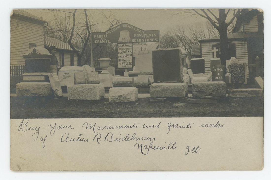 Gravestones Headstones Salesman RPPC Postcard (1 of 3)