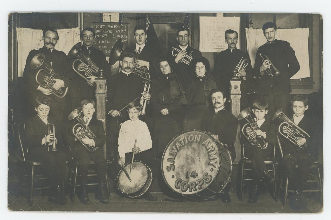 Salvation Army Corps Band RPPC Postcard: Peoria Illinois.