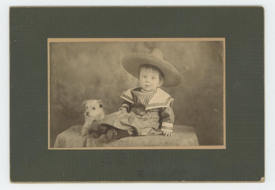 Child with Dog Nebraska Cabinet Photo: 5 1/2" by 4".