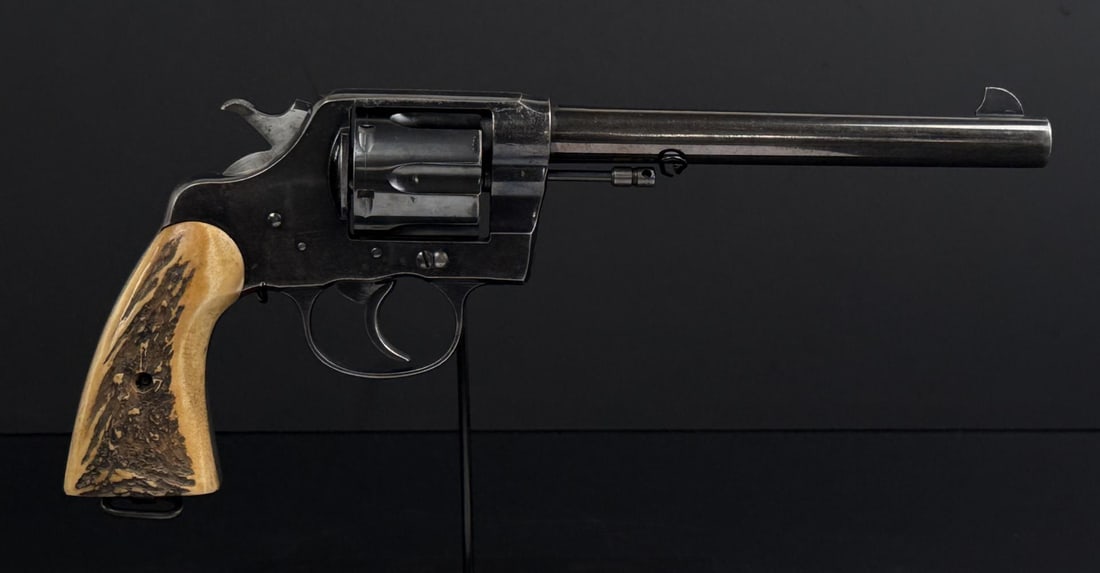 Colt New Service 44-40 Stag Handle Revolver: 7 1/2" barrel. Stag Handles. Requires FFL Transfer. C&R not accepted.