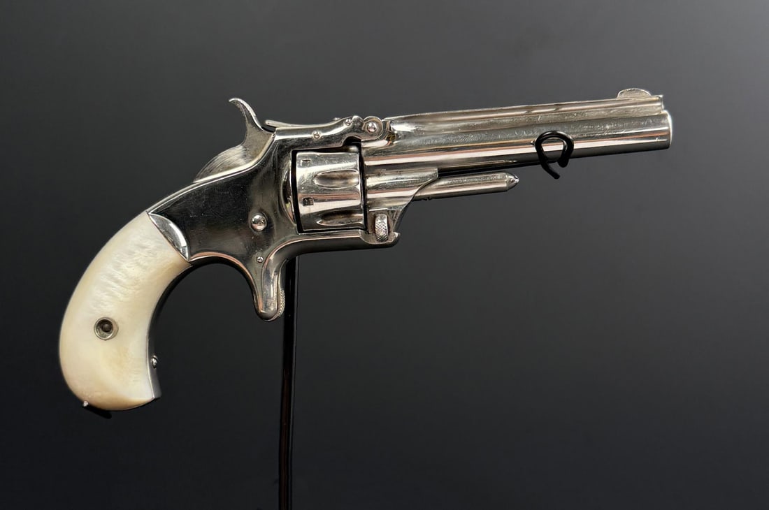 Smith & Wesson No 1 Pearl Handle Revolver: 3" barrel. Excellent example with Mother of Pearl Grips. 3rd issue No. 1. Antique, does not require FFL transfer. No international sales.