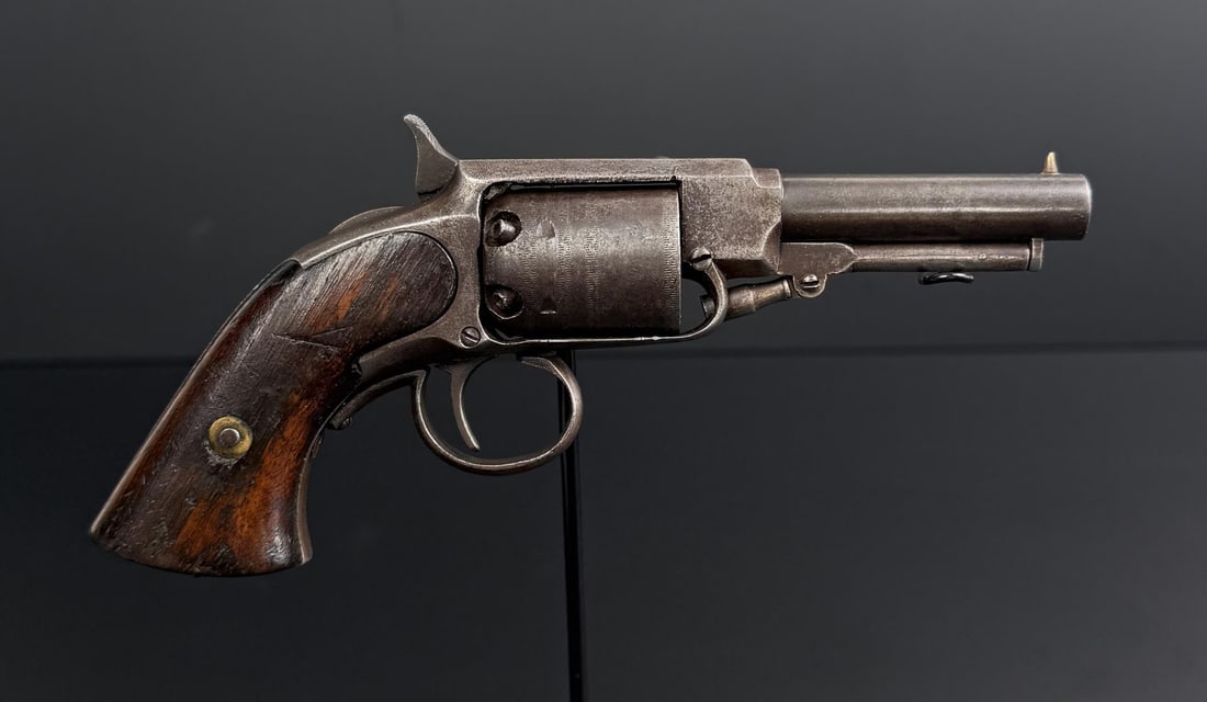 Civil War James Warner Pocket Revolver: .28 Caliber. 3" barrel. Antique, does not require FFL transfer. No international sales.
