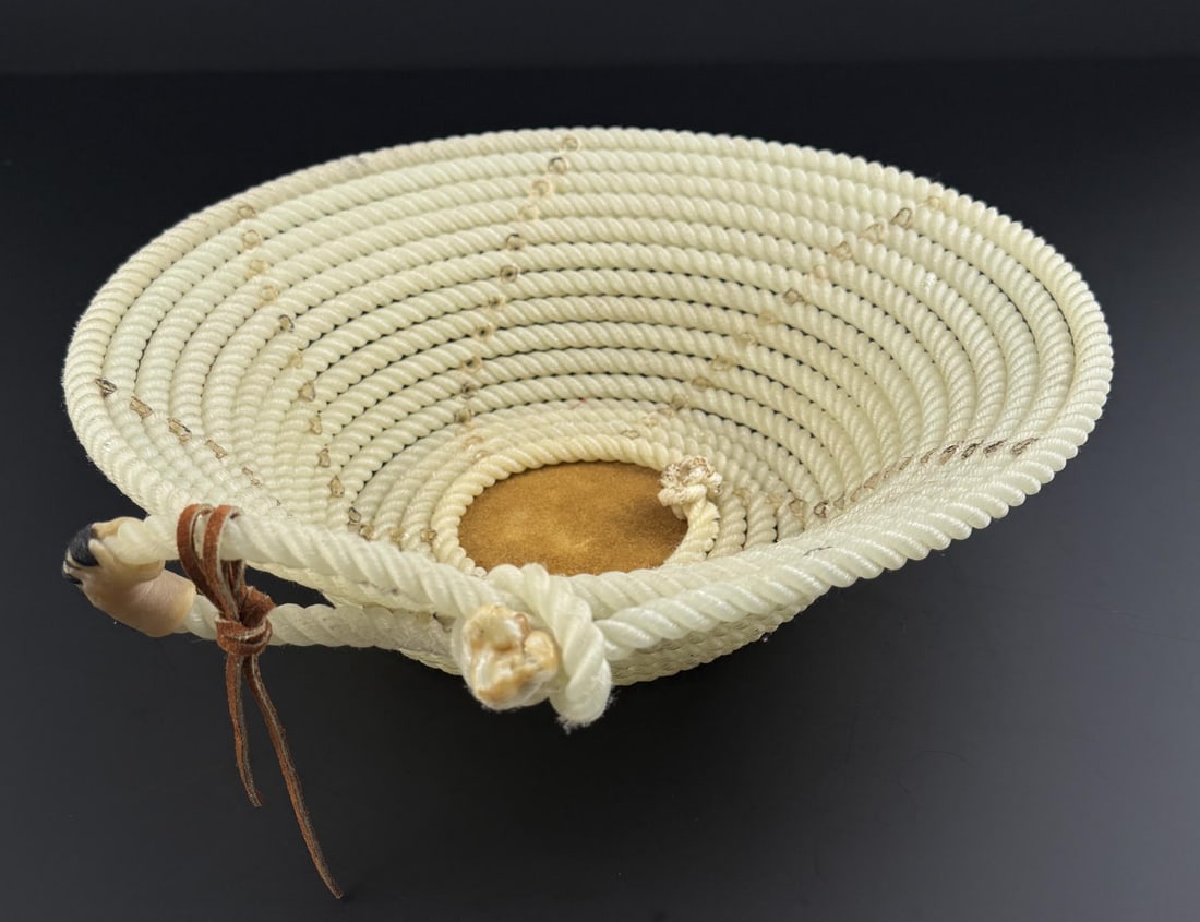 Montana Made Cowboy Lariat Rope Basket: 13 1/2" by 12 7/8" by 4 3/4".