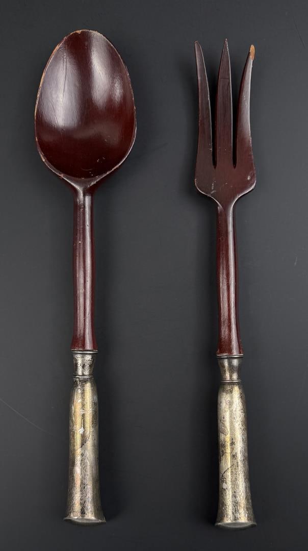 Sterling Silver Handled Salad Serving Set: 11" long.