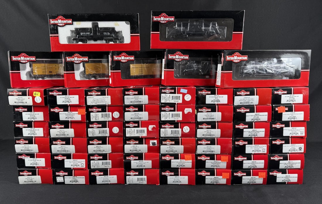 Collection of Intermountain Railway Boxcars: 56 total.