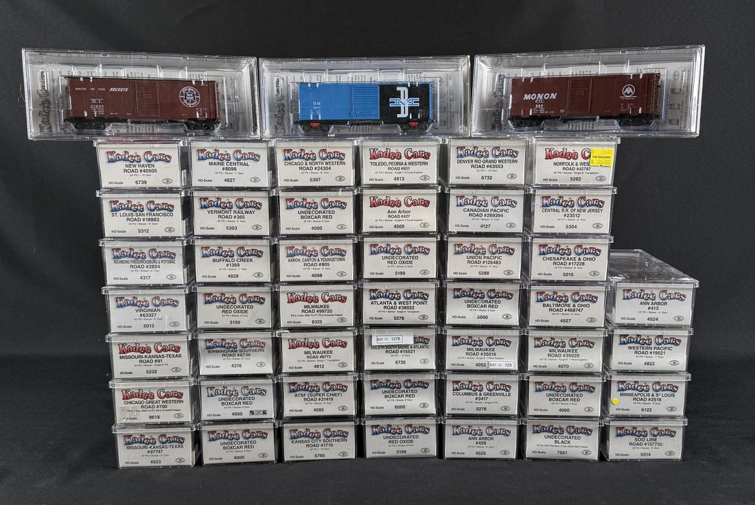Collection of Kadee Cars Boxcars: 49 total.