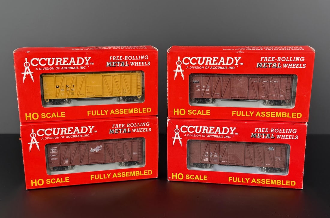 Collection of Accuready Accurail Boxcars: Four total.